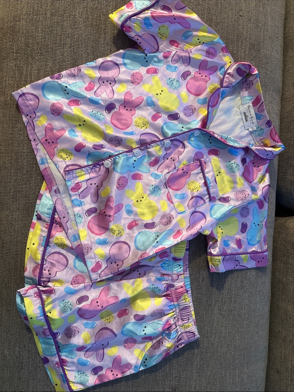 Girls Pink Bunny Print Short Pajama Set